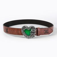 Casual Retro Simple Style Color Block Pu Leather Inlaid Turquoise Turquoise Unisex Leather Belts main image 9