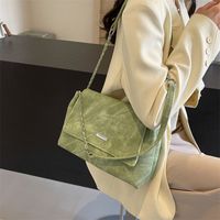 Women's Pu Leather Solid Color Classic Style Sewing Thread Flip Cover Shoulder Bag main image 4
