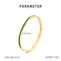 Simple Style Solid Color 304 Stainless Steel 18K Gold Plated Rhinestones Bangle In Bulk main image 10