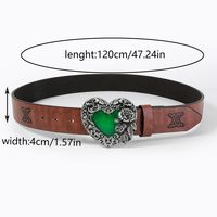 Casual Retro Simple Style Color Block Pu Leather Inlaid Turquoise Turquoise Unisex Leather Belts sku image 2