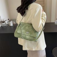 Women's Pu Leather Solid Color Classic Style Sewing Thread Flip Cover Shoulder Bag sku image 3