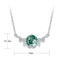 Lab-grown Gemstone Sterling Silver White Gold Plated Elegant Simple Style Leaves Pendant Necklace main image 2