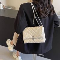 Women's Pu Leather Solid Color Basic Punk Classic Style Sewing Thread Flip Cover Shoulder Bag sku image 2