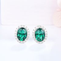 1 Pair Simple Style Oval Inlay Sterling Silver Lab-grown Gemstone Ear Studs main image 1
