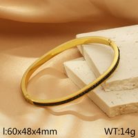 Simple Style Solid Color 304 Stainless Steel 18K Gold Plated Rhinestones Bangle In Bulk sku image 2