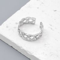 Hip-Hop Rhombus Cross Leaves 201 Stainless Steel Polishing Metal Women's Adjustable Ring sku image 11