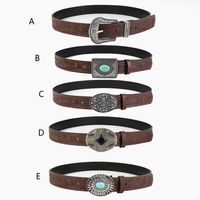 Style Vintage Style Classique Bloc De Couleur Faux Cuir Placage Incruster Turquoise Femmes Ceintures En Cuir main image 1