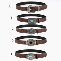 Vintage Style Classic Style Color Block Pu Leather Plating Inlay Turquoise Women's Leather Belts main image 1