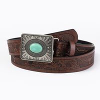 Vintage Style Classic Style Color Block Pu Leather Plating Inlay Turquoise Women's Leather Belts main image 7