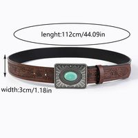 Vintage Style Classic Style Color Block Pu Leather Plating Inlay Turquoise Women's Leather Belts sku image 2