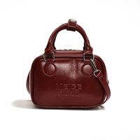 Women's Pu Leather Solid Color Classic Style Sewing Thread Zipper Shoulder Bag sku image 6