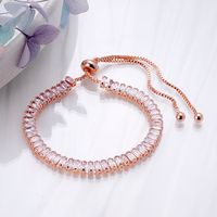 Wholesale Cute Sweet Color Block Copper Plating Inlay 18K Gold Plated Rose Gold Plated White Gold Plated Zircon Tennis Bracelet main image 4