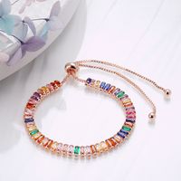 Wholesale Cute Sweet Color Block Copper Plating Inlay 18K Gold Plated Rose Gold Plated White Gold Plated Zircon Tennis Bracelet main image 2
