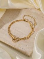 Simple Style Classic Style Solid Color Iron Copper Plating Inlay Zircon 18K Gold Plated Silver Plated Women's Bracelets main image 2
