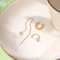 3 Pieces Simple Style Classic Style Solid Color Inlay Copper Zircon Ear Studs main image 7