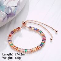Wholesale Cute Sweet Color Block Copper Plating Inlay 18K Gold Plated Rose Gold Plated White Gold Plated Zircon Tennis Bracelet sku image 2