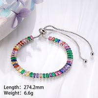 Wholesale Cute Sweet Color Block Copper Plating Inlay 18K Gold Plated Rose Gold Plated White Gold Plated Zircon Tennis Bracelet sku image 5