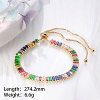 Wholesale Cute Sweet Color Block Copper Plating Inlay 18K Gold Plated Rose Gold Plated White Gold Plated Zircon Tennis Bracelet sku image 6