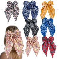 Foreign Trade Hot Selling Adult Retro Printed Large Ribbon Bowknot Barrettes Korean Style Elegant Back Head Spring Clip For Women main image 1