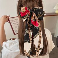 Foreign Trade Hot Selling Adult Retro Printed Large Ribbon Bowknot Barrettes Korean Style Elegant Back Head Spring Clip For Women sku image 10