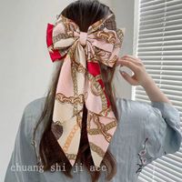 Foreign Trade Hot Selling Adult Retro Printed Large Ribbon Bowknot Barrettes Korean Style Elegant Back Head Spring Clip For Women sku image 11