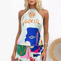 Holiday Daily Beach Women's Streetwear Sun Letter Color Block Polyester Pants Sets Pants Sets main image 4
