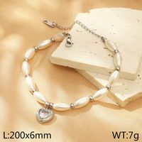 Estilo Simple Forma De Corazón Acero Inoxidable 304 Chapados en oro de 18k Cristal Perla Pulsera Al Mayoreo sku image 3