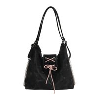 Women's Pu Solid Color Classic Style Sewing Thread Zipper Shoulder Bag sku image 1