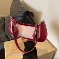 Femmes Faux Cuir Couleur Unie Style Classique Fil À Coudre Fermeture Éclair Sac D'Épaule main image 4