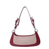 Women's Pu Leather Solid Color Classic Style Sewing Thread Zipper Shoulder Bag sku image 6