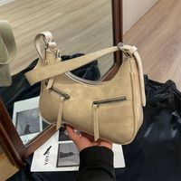 Femmes Faux Cuir Couleur Unie Style Classique Fil À Coudre Fermeture Éclair Sac D'Épaule main image 4