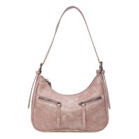Women's Pu Leather Solid Color Classic Style Sewing Thread Zipper Shoulder Bag sku image 4