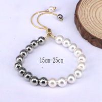 Freshwater Pearl Copper Silver Plated IG Style Simple Style Beaded Round Bracelets main image 2