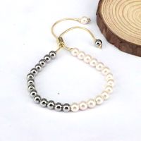 Freshwater Pearl Copper Silver Plated IG Style Simple Style Beaded Round Bracelets main image 5