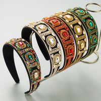 Women's Baroque Style Classic Style Korean Style Geometric Alloy Cloth Inlay Rhinestones Glass Hair Band main image 1