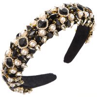 Women's Lady Modern Style Korean Style Geometric Alloy Cloth Rhinestone Inlay Artificial Pearls Rhinestones Hair Band sku image 4