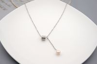 304 Stainless Steel Freshwater Pearl Titanium Steel Gold Plated Casual Modern Style Simple Style Handmade Geometric Pendant Necklace main image 6