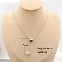 304 Stainless Steel Freshwater Pearl Titanium Steel Gold Plated Casual Modern Style Simple Style Handmade Geometric Pendant Necklace main image 2