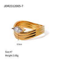 304 Stainless Steel 18K Gold Plated IG Style Simple Style Inlay Waves Horse Eye Rhinestones Rings sku image 1