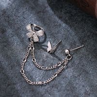 1 Pair Preppy Style Vacation Heart Shape Bow Knot Asymmetrical Inlay Copper Zircon Earrings main image 7