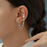 1 Pair Preppy Style Vacation Heart Shape Bow Knot Asymmetrical Inlay Copper Zircon Earrings sku image 2