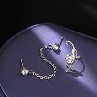 1 Pair Preppy Style Vacation Heart Shape Bow Knot Asymmetrical Inlay Copper Zircon Earrings main image 10