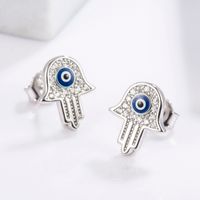 1 Piece Classical Funny Eye Octopus Plating Inlay Sterling Silver Zircon White Gold Plated Ear Studs main image 5