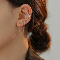 1 Pair Preppy Style Vacation Heart Shape Bow Knot Asymmetrical Inlay Copper Zircon Earrings sku image 4