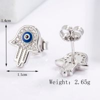 1 Piece Classical Funny Eye Octopus Plating Inlay Sterling Silver Zircon White Gold Plated Ear Studs sku image 4