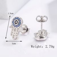 1 Piece Classical Funny Eye Octopus Plating Inlay Sterling Silver Zircon White Gold Plated Ear Studs sku image 5