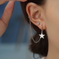 1 Pair Preppy Style Vacation Heart Shape Bow Knot Asymmetrical Inlay Copper Zircon Earrings sku image 5
