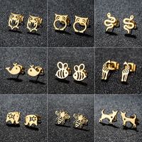 1 Pair Cute Sweet Animal Polishing Plating 304 Stainless Steel 18K Gold Plated Ear Studs main image 1
