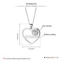 Lady Heart Shape Sterling Silver Plating Zircon Pendant Necklace main image 2