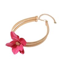 New Fashion European And American Style Simple Mid-East Wind Grind Arenaceous Paint Exaggerated Flower Collar Copper High-Grade Clavicle Chain For Women main image 3